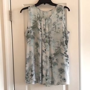 Floral blouse, pale green, light blue, black. One of my favorites.